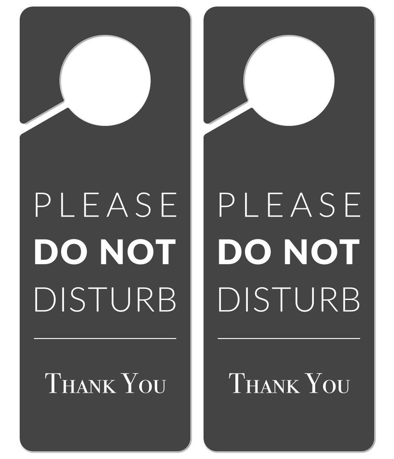 Fun-Plus Do Not Disturb Door Hanger Sign, 2 Pack (Printed on Both Sides), 9.3â€³x3.5â€³PVC Plastic, Please Do Not Disturb Sign for Home, Office, Hotel, Bathroom, Bedroom, Pumping, Breastfeeding, Therapists, Clinic - Image 1
